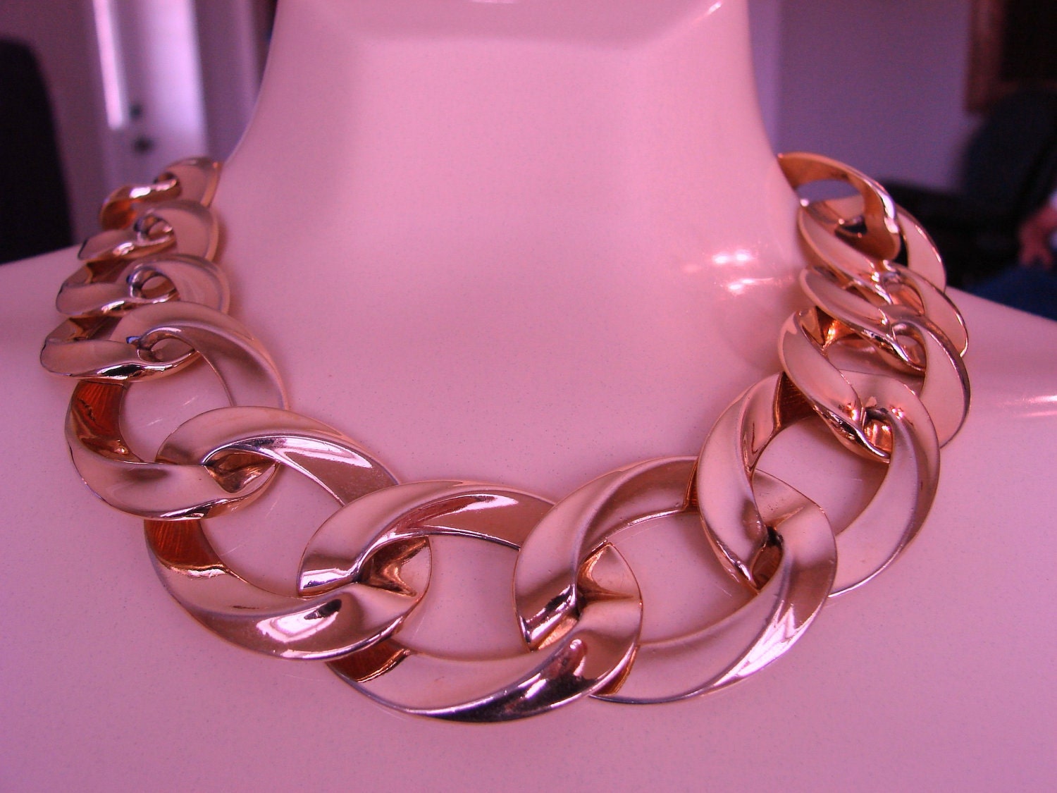 Designer 80s MONET Wide Chunky Link Necklace