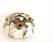 Felted flower pin brooch -  white beige flower  - felt flower - made to order - floral jewelry - bridal accessories