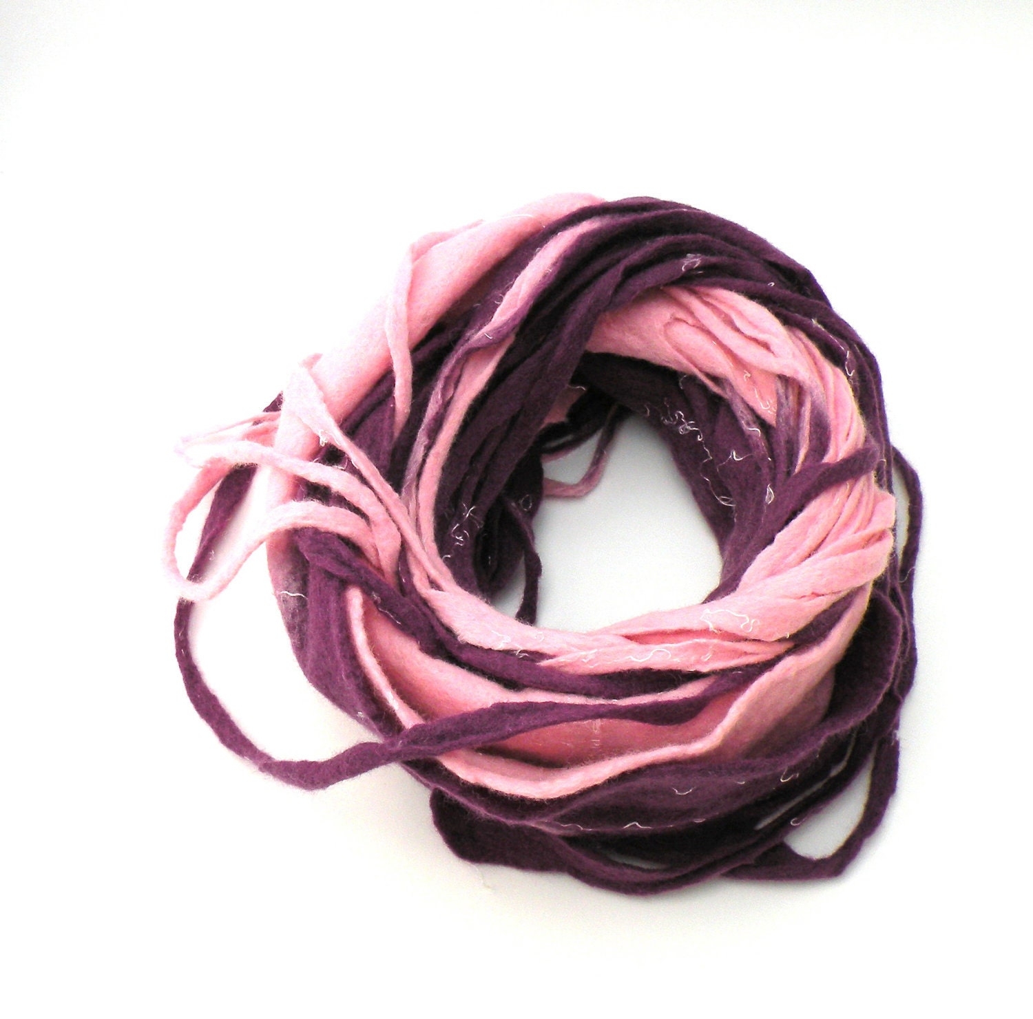 Women infinity scarf - Cobweb felted wool Circle scarf - necklace / pink purple blush violet - ready to ship
