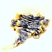 Women cobweb felted woool and silk scarf, navy blue and yellow scarf - made to order
