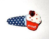 Embellished Sweet Red Cupcake Snap Clip