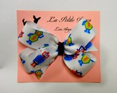 Colorful Robots Classic Grosgrain Hair Bow