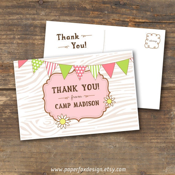 Thank You Postcard - Camp Theme - DIY Printable