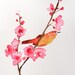 Pretty Branch & Bird original watercolour painting 8 x 10 inches