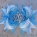 Cinderella Hair Bow Tiara Rhinestone Center White and Blue Princess Bow