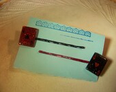 Ace of Hearts- Lucky Glittery Ace Card Bobbi Pin Barettes in Red and Black
