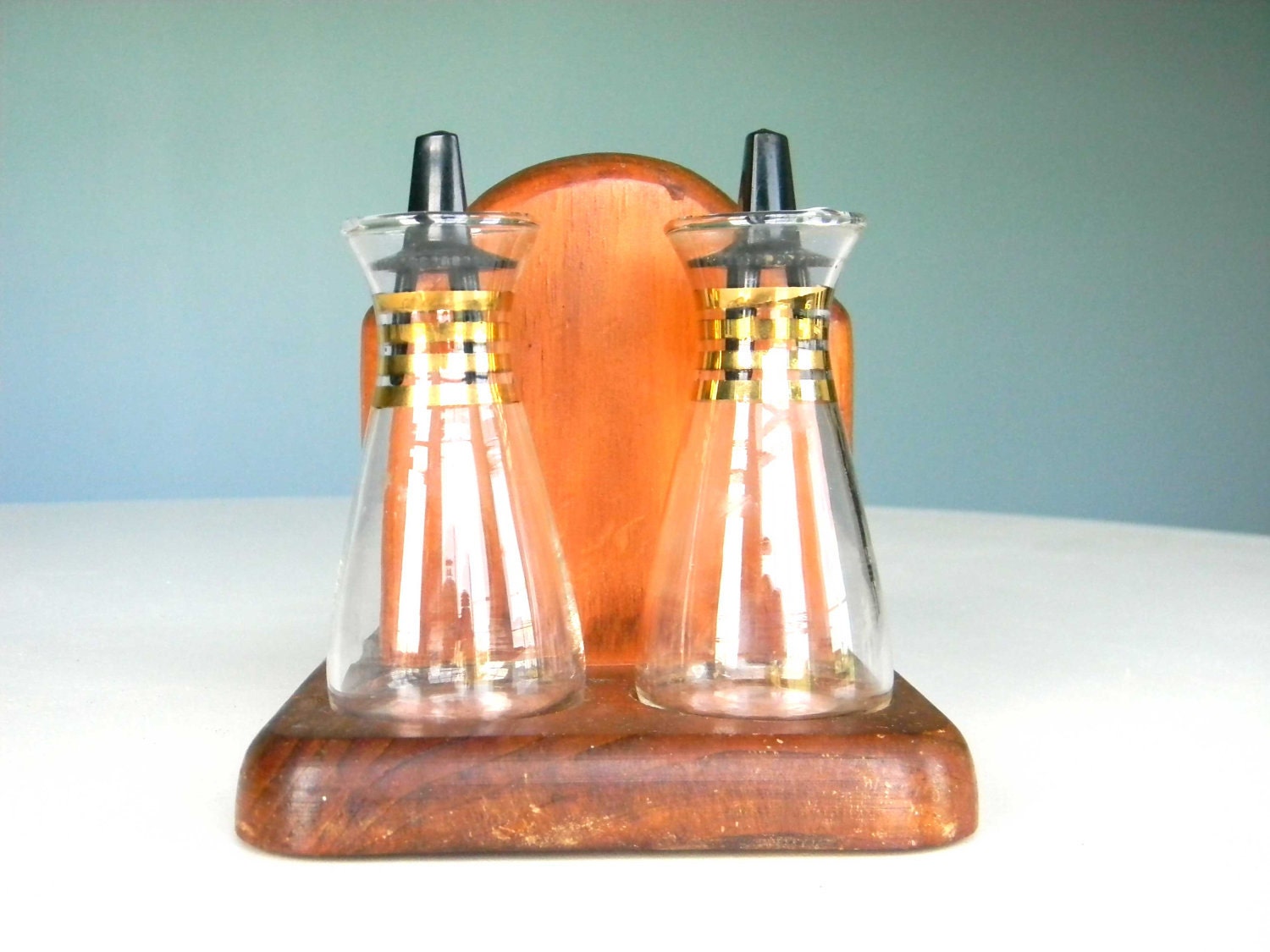 Vintage Pyrex Salt and Pepper Shaker Napkin Holder Set Mid-Century
