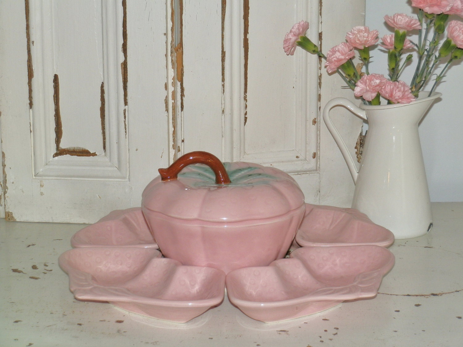 vintage belmar strawberry lazy susan serving set