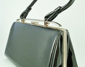 Vintage 1940's Handbag - Black Patent Leather Purse