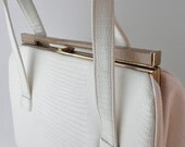 1960's Lizard Handbag - Vintage White Lizard Textured Handbag