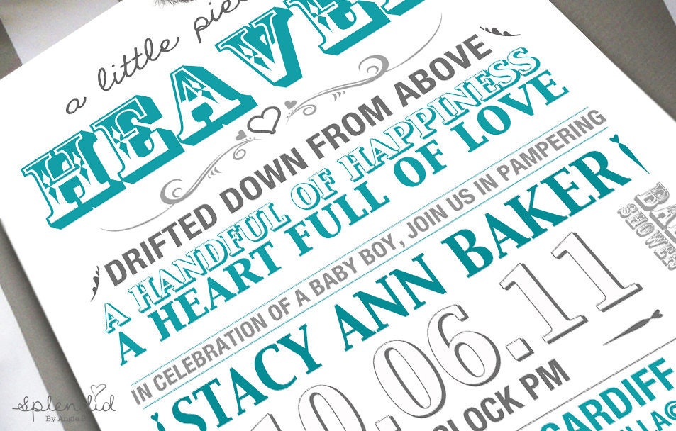 Blue and Grey Baby Shower Invitation - digital file