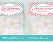 Gift Favor tags or topper in grey, chevron or damask or stripe with either pink or blue