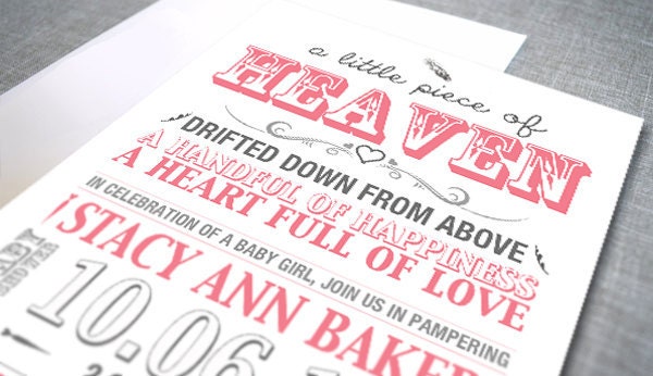Pink and Grey Baby Shower Invitation - digital file