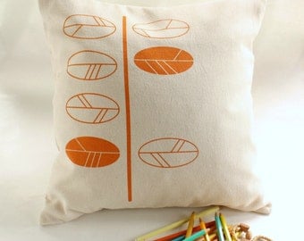 Modern Cushion cover with leaves screen printed