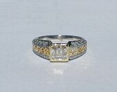 GIA Certified 1.38 ct Diamond Engagement Ring Solid Platinum with 18kt Gold / Laser Inscription & Appraisal