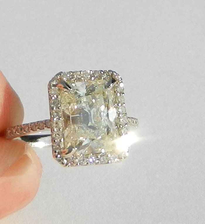 IGI Certified 3.67 Carat Diamond Engagement Ring 14kt Solid Gold W/ IGI Laser Inscription