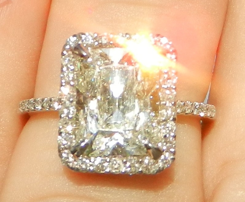 IGI Certified 3.67 Carat Diamond Engagement Ring 14kt Solid Gold W/ IGI Laser Inscription