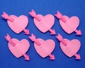 Handmade heart felt appliques - set of 6 pcs (G044-A)