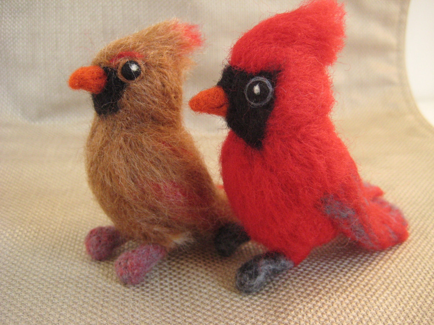 Needle Felted Birds - Cardinal Pair