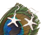 Bright Silver Plated Starfish earrings - Perfect bridesmaids Jewelry for summer / beach wedding