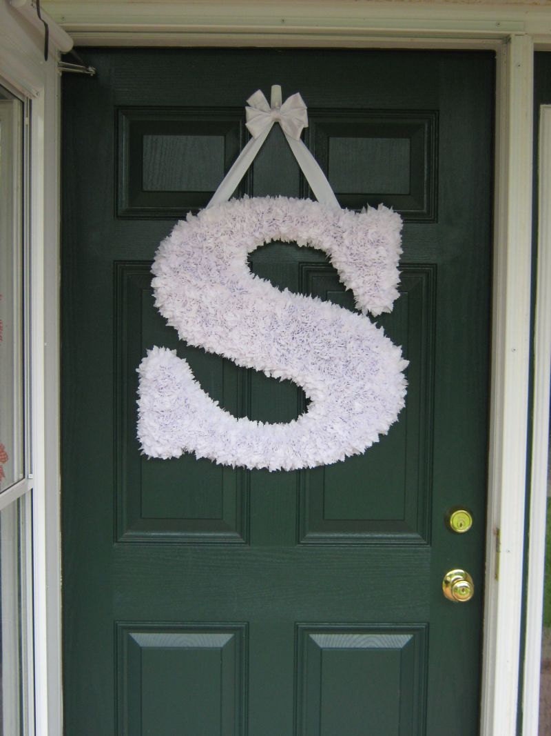 20"X20" Customizable Fabric Letter Wreaths for Weddings/Front Door/indoor wall decor/Nursery/Hospital Door