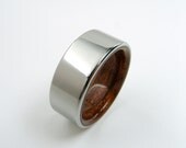 Bent Wood and Titanium Wedding Ring -- Rosewood Interior with Polished Titanium Exterior