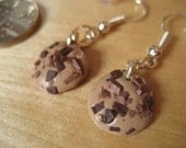 Double chocolate chip cookie earrings made from polymer clay
