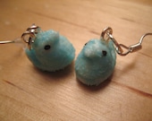 Marshmallow chick earrings made from polymer clay