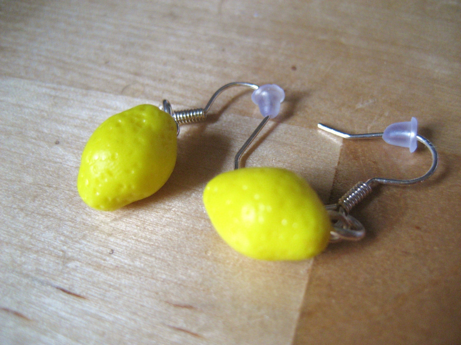 Lemon fruit earrings made from polymer clay