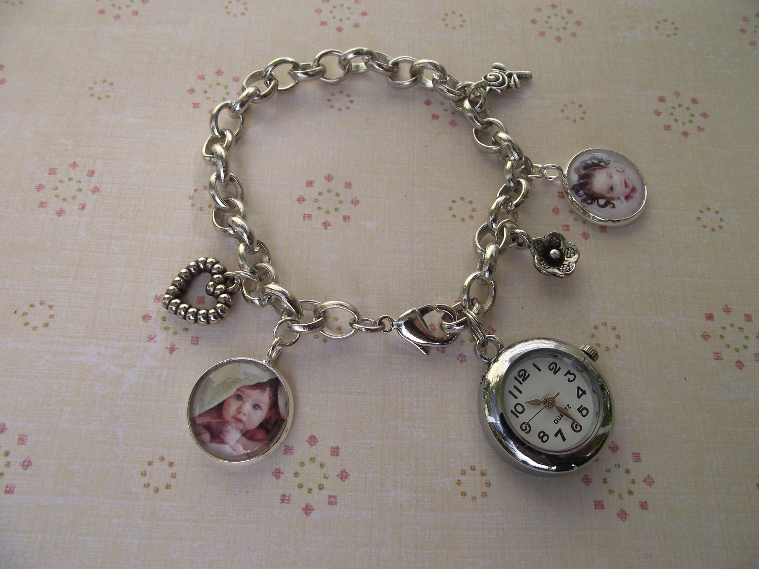 Personalized Photo Charm Bracelet Watch with Free Gift Wrap