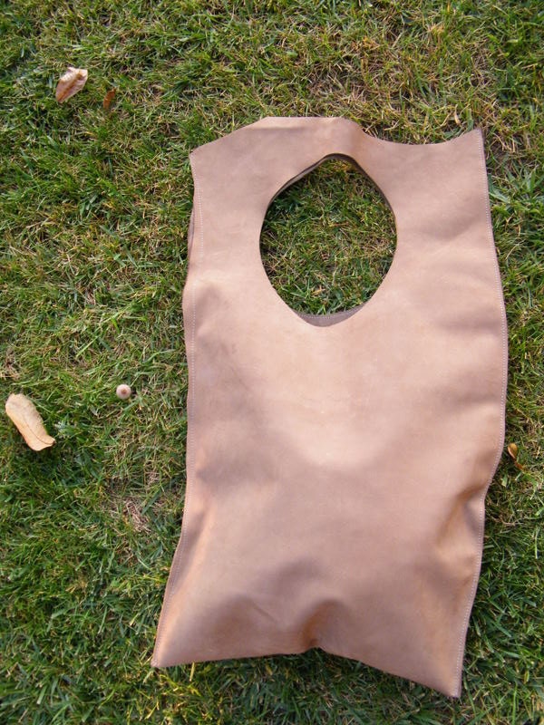 Large gray-brown leather bag, aka THE MINIMALIST