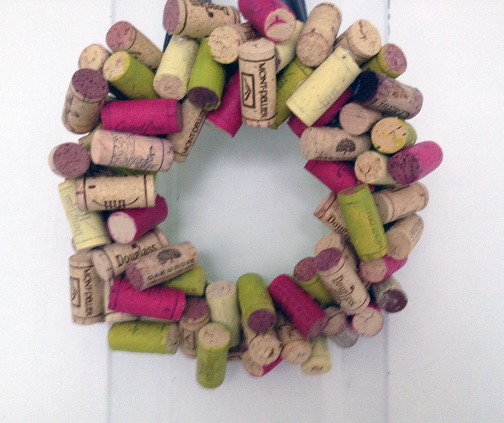Colored Wine Cork Wreath for any door Real Wine Corks