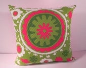 Christmas Suzani Pillow Cover 20X20 Premier Prints Home Decor Fabric Chartreuse Green Lipstick Red Throw Pillow-Holiday Pillow