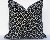 Velvet Leopard Print 20X20 Pillow Cover Decorative Home Decor Fabric-Blue-Throw Pillow-Accent Pillow-Living Room Pillow-Couch Pillow