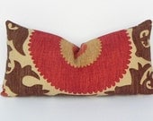 Suzani Fahri BOTH SIDES 10X20 Pillow Cover Braemore Designer Home Decor Fabric-Throw Pillow-Accent Pillow-Lumbar Pillow-Red