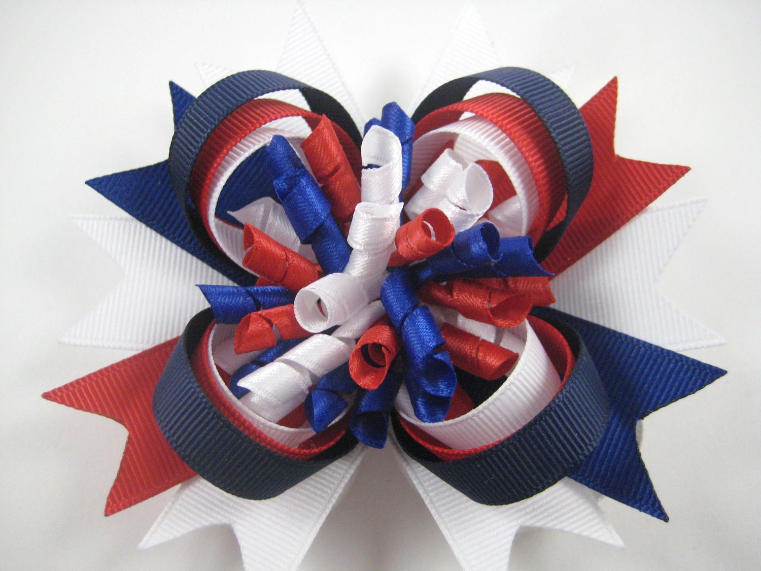 Red White and Blue Hair Bow - Patriotic Hair Clip - Militiary Hair Bow - Labor Day Hair Bow - 4th of July Hair Clip