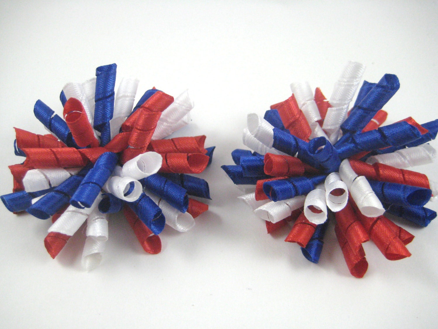 Red White Blue Korker Hair Bows - Red Korker Clip - Blue Korke Bow - White Korker - Pigtail Korker Bows - Small Korker Bow Set