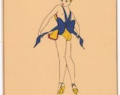 Calendar Girl Pin-Up Cheesecake 1947 Art Beautiful Long Legged Blonde in Gift Costume The Bow