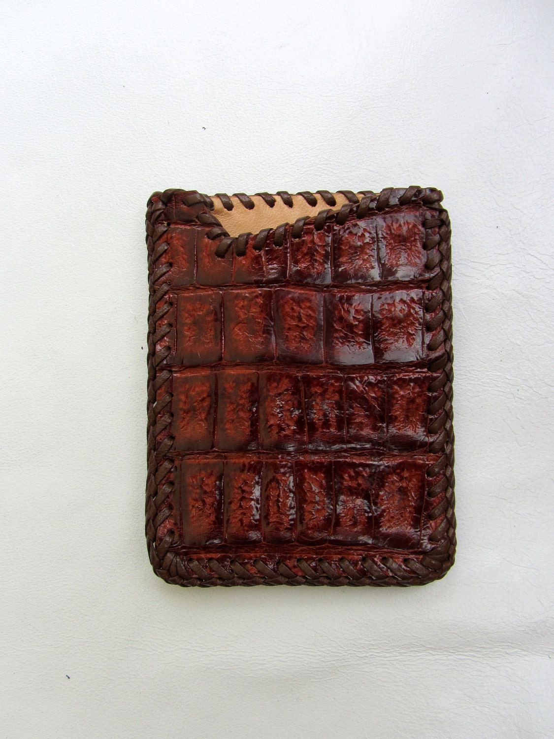Genuine Crocodile tail exotic leather card holder / wallet glossy