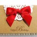 Women's Birthday Card Red Bow And Doily  Happy Birthday Card