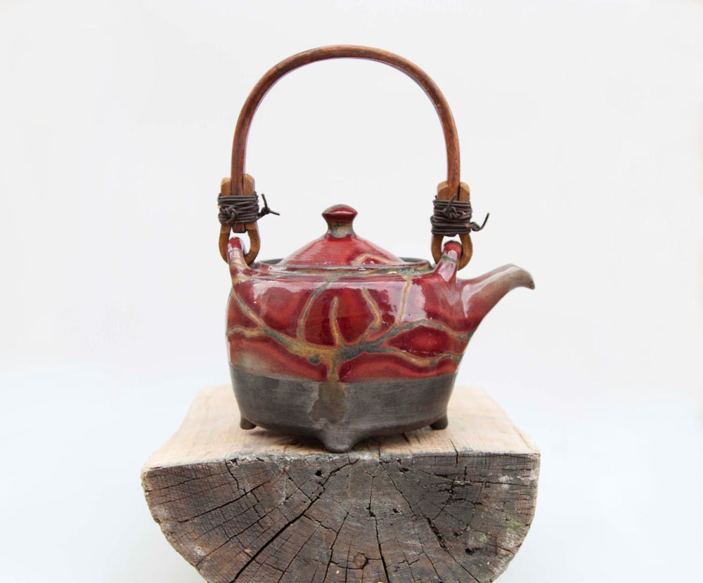 ceramic tea pot red glazed - christmas gift ideas
