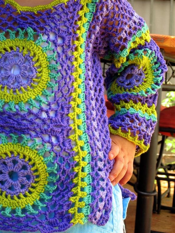 Colorful hippie crochet girl sweater