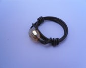 Size 7 First Day of Spring Peach Crystal Wire Wrapped Ring in Bronzed Aluminum FREE SHIPPING & GIFTWRAPPING