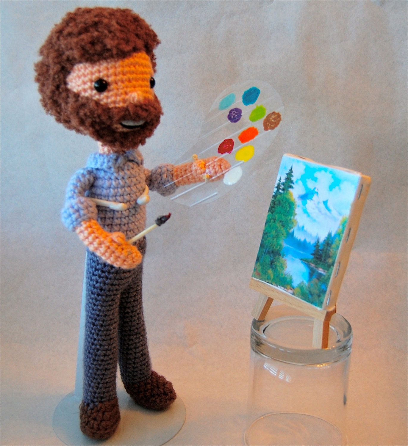 Bob Ross Crochet Amigurumi Pattern