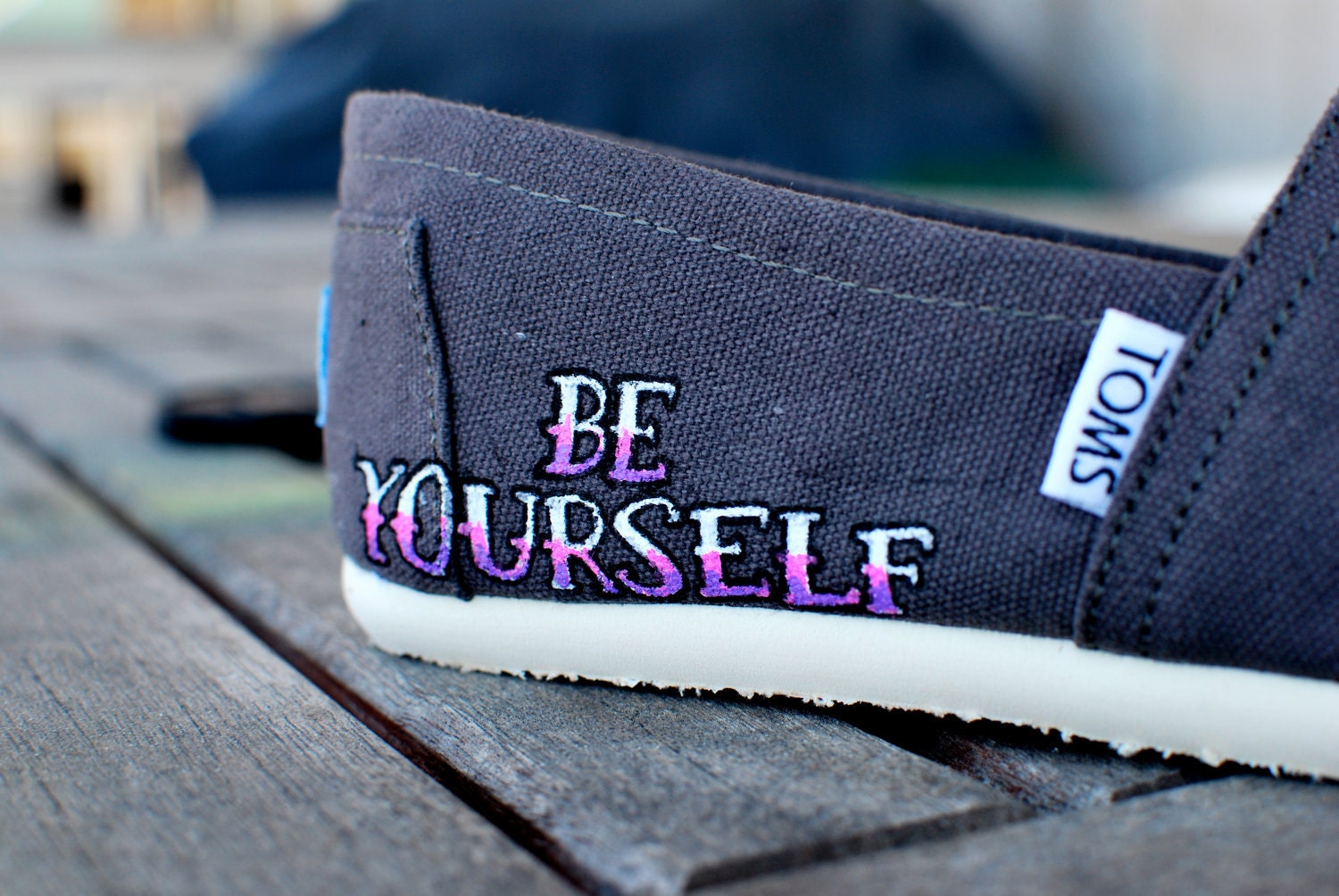 BE YOURSELF custom hand-painted TOMS shoes