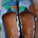 Colorful pinstripe TOMS shoes