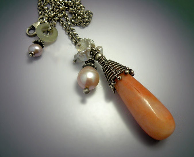 Peach Aventurine Drop Pendant