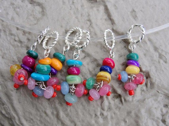 Bead stitch markers, gift for knitter, wire dangles handmade, gift for her