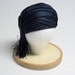 UNIQUE Sally Victor Navy Wovan Straw Turban with Fringe
