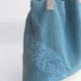 Teal linen and cotton lace TOTE BAG